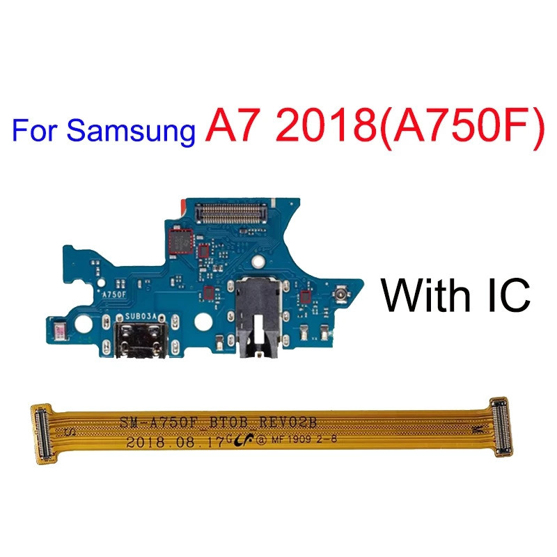 Usb ชาร์จพอร์ต Dock Connector + บอร์ดหลักเมนบอร์ด Flex Cable สําหรับ Samsung A7 2018 A750F