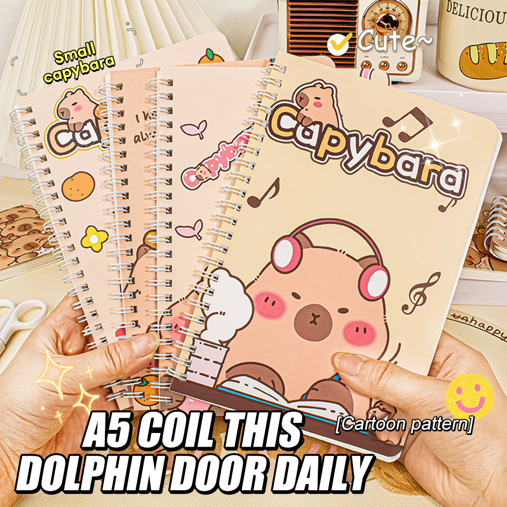 สมุดโน้ต Capybara A5 Wire Bound Travel Journal Spiral Notebook, Writing Notepads Memo Diary Notes Study School Work
