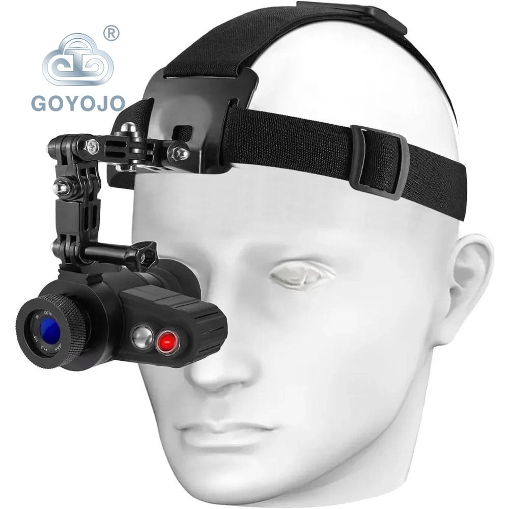 Goyojo แว่นตามองกลางคืน HD แบบติดศีรษะพร้อมสายรัดศีรษะยืดหยุ่น 7X ระยะทางการมองเห็น 350M ชาร์จใหม่ได้สําหรับการตั้งแคมป์
