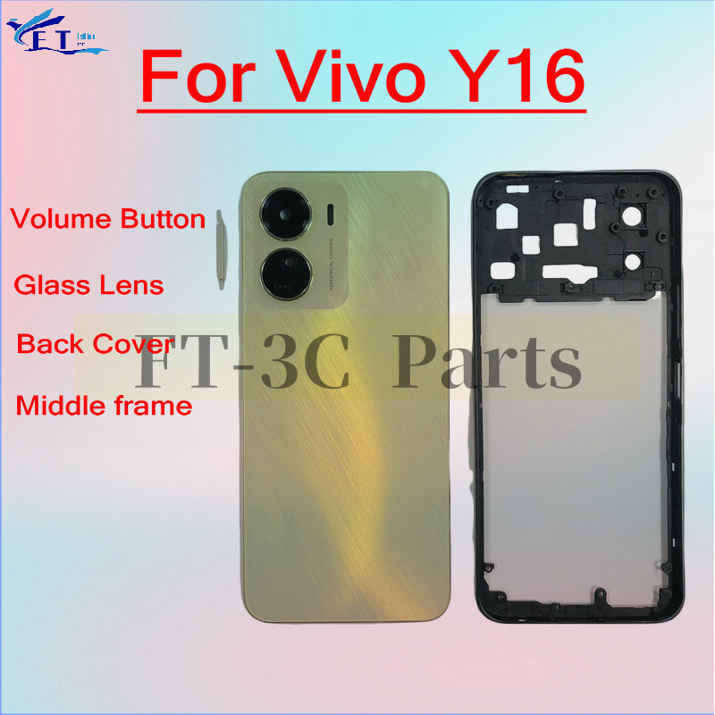 สําหรับ vivo Y16 V2204 V2214 ฝาหลังที่อยู่อาศัยกรอบกลางอะไหล่ทดแทน