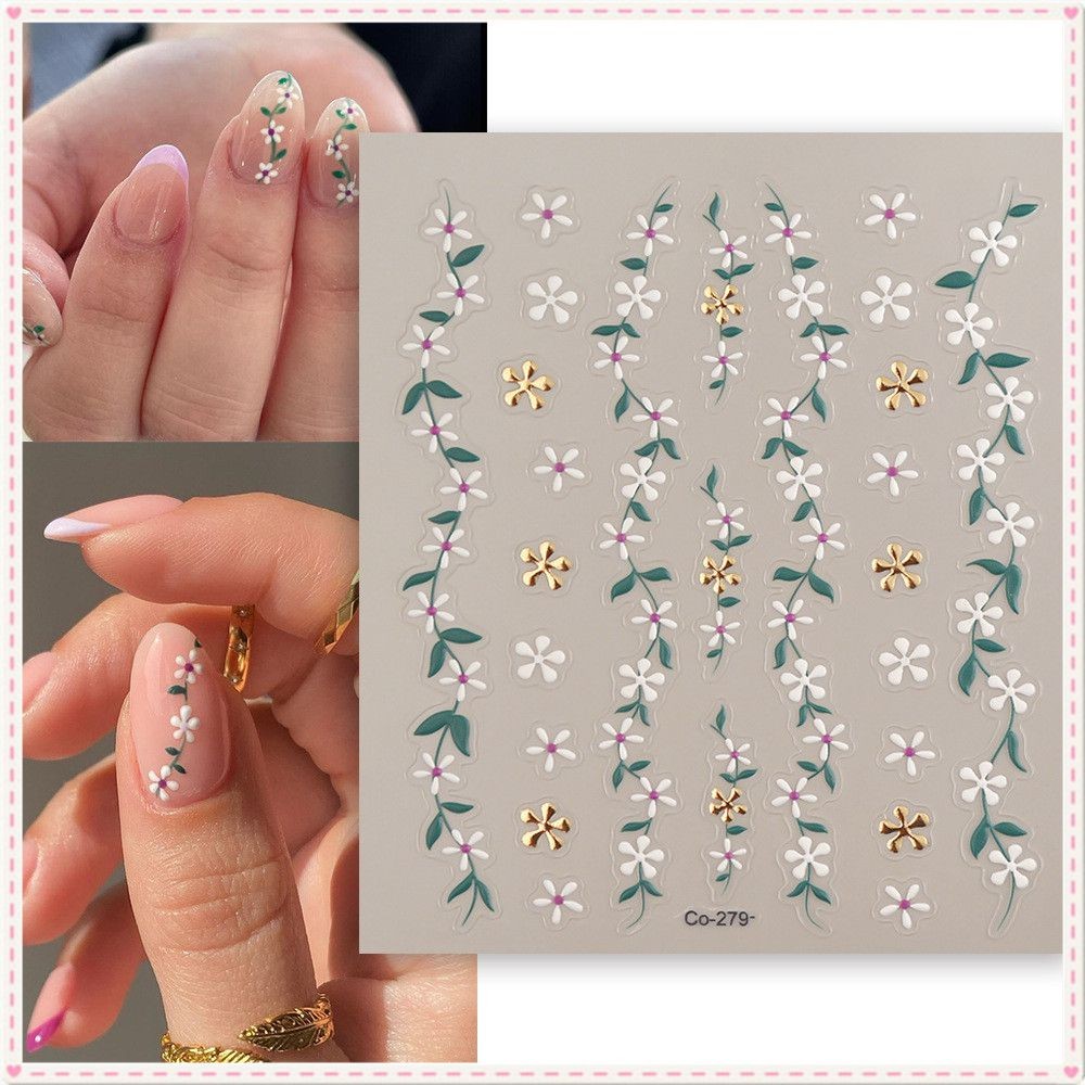 สติกเกอร์ติดเล็บ กันน้ำ ลายเล็บแฟชั่น ลายดอกไม้นูน ฉีกง่าย ตกแต่งเล็บ สติ๊กเกอร์ตกแต่งเล็บ ลายกราฟฟิตี้ ลอกออกง่าย สติกเกอร์ติดเล็บ 5D JOYFEEL
