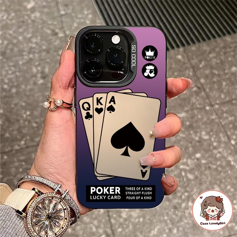 🔥ส่งจากไทย🔥Ins โป๊กเกอร์เย็น เคส IPhone 16 11 15 14 13 Pro Max XR 13 12 Pro 7 8Plus SE X Xs Max Anti-fall Hard Case