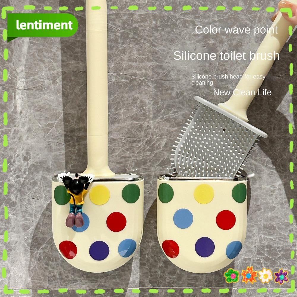 Lentiment มุมช่องว่างแปรง,ติดผนังสีเหลืองในครัวเรือนแปรงห้องน้ํา,พลังทําความสะอาดที่แข็งแกร่งซิลิโคนหัวแปรงห้องน้ําแปรงห้องน้ําห้องน้ํา
