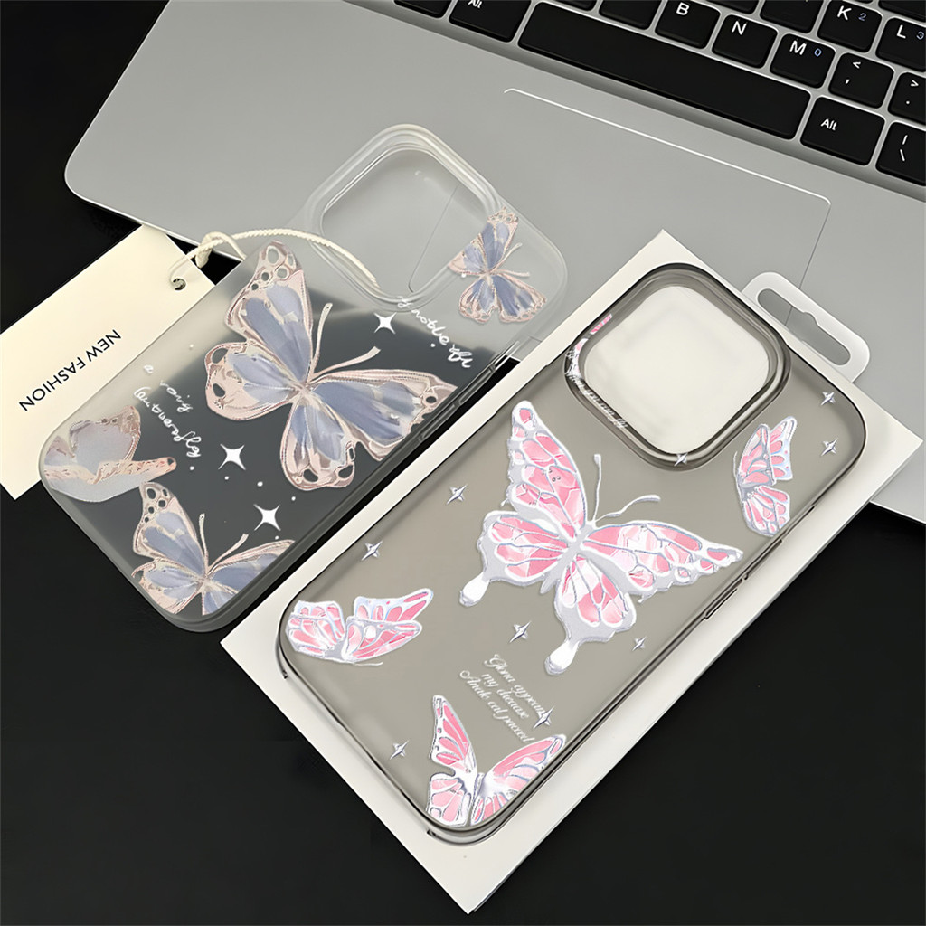 เคส for iPhone 15 14 Plus 17 11 13 15 14 16 12 Pro Max Air เคสโทรศัพท์มือถือ ฝาหลังซิลิโคนอ่อนนุ่ม กันกระแทก ผีเสื้อ
