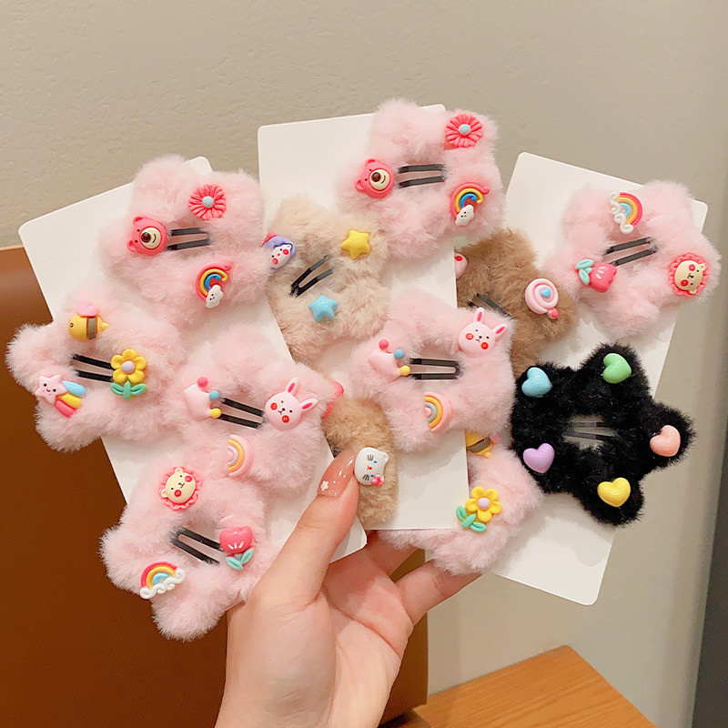 ED - CUTE CHARACTER STAR-MODEL KOREAN FUR CHILDRENS HAIR CLIPS / KOREAN FASHION CHILDRENS HAIR ACCES