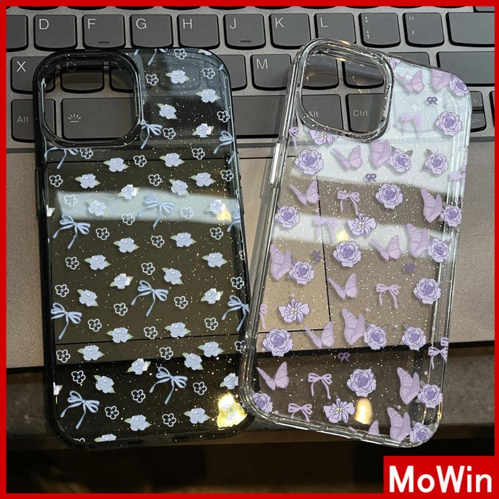 Movin - เคส iPhone 16 Pro Max iPhone 11 เคสใสแบบแวววาว TPU นุ่มสีสันสดใส ดอกไม้สวยน่ารัก Compatible iPhone15 Pro max 14 13 12 Pro max XS XR 7 Plus 8 Plus
