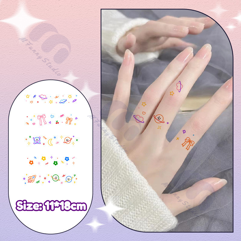 MF Magic Tattooชั่วคราว Tattoo สติกเกอร์กันน้ํา 3-6 วัน Hand Drawn รูปแบบการ์ตูน Tattoo สติกเกอร์สักปลอม