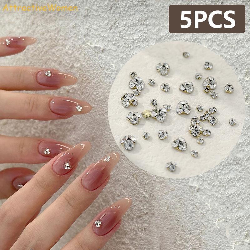 [AttractiveWomen] 5 ชิ้น 3d Shiny Nail Rhinestones คริสตัลเพชรคลาสสิกกองเพชรตกแต่งเล็บ Diy เครื่องประดับแต่งเล็บใหม่