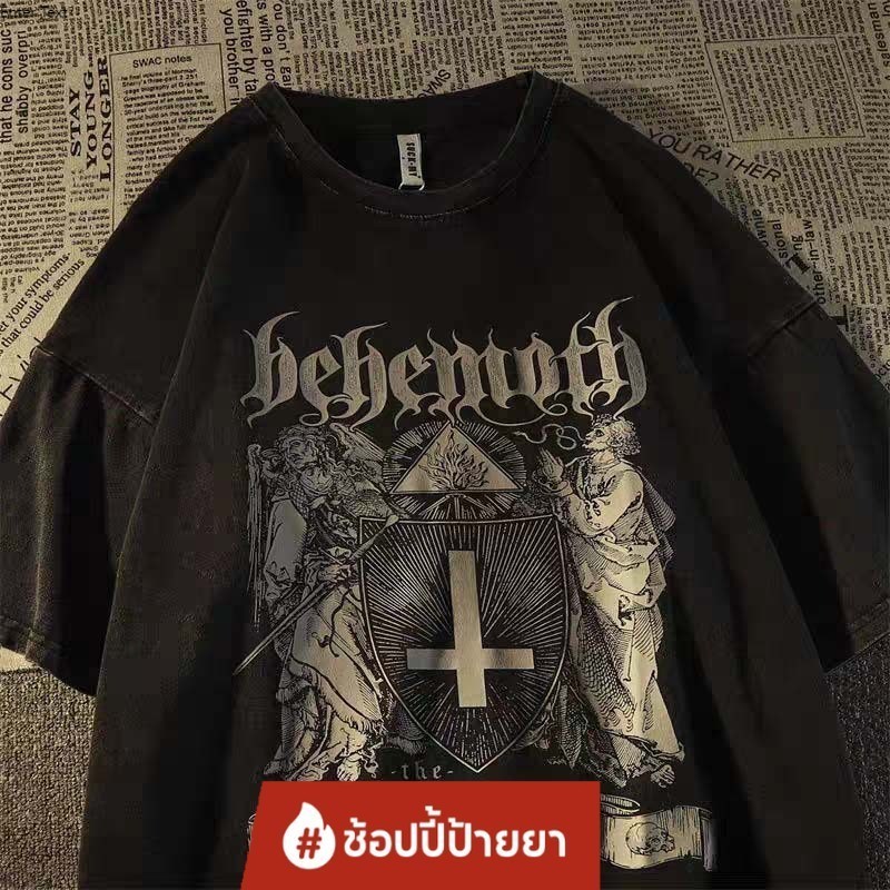 เสื้อผู้ชายวินเทจ oversize สไตล์เกาหลี เสื้อยืดโอเวอร์ไซส์แขนสั้นคู่รัก ใส่ได้ทั้งชายและหญิง COD