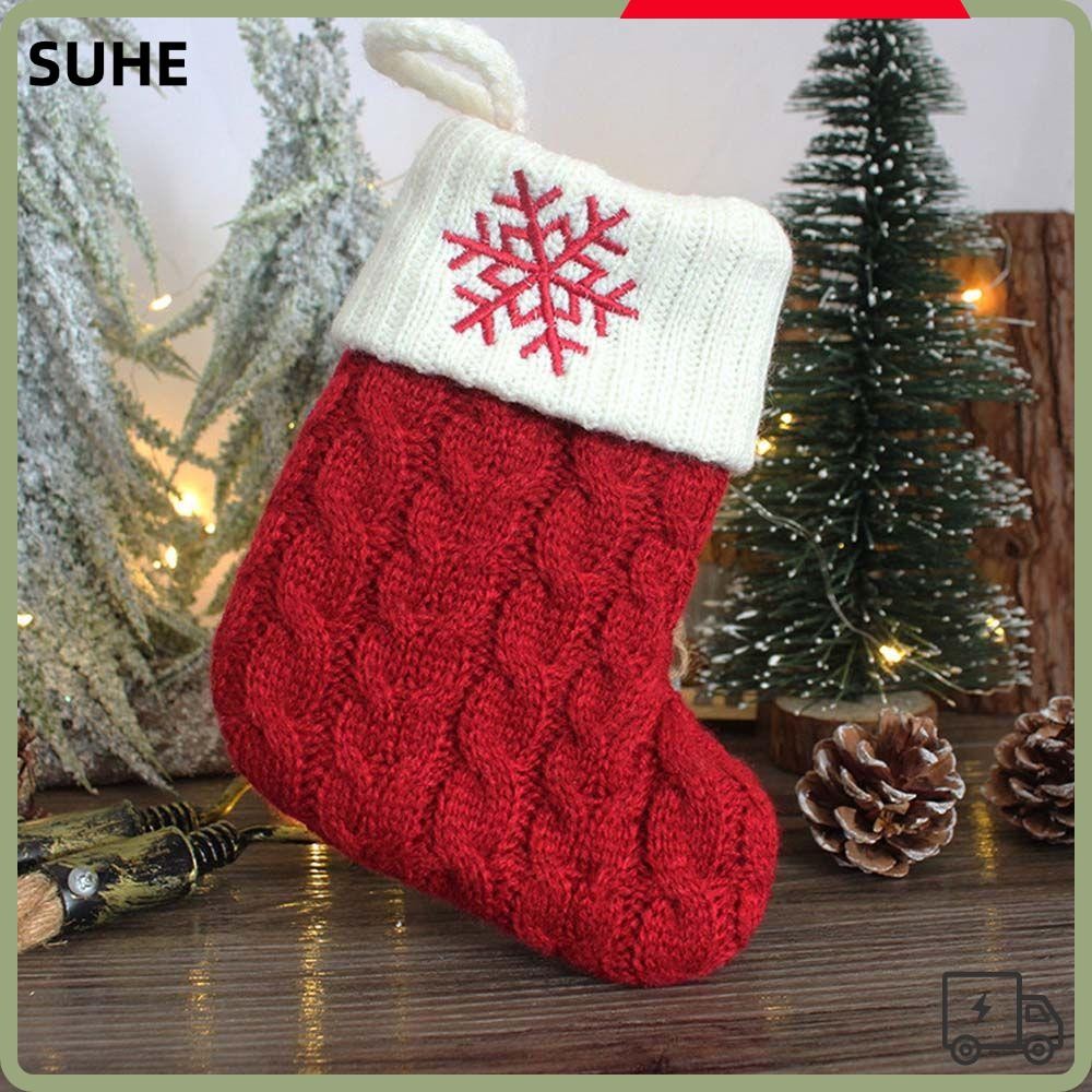 Suhe ถุงเท้าถัก จี้ตัวอักษร Merry Christmas ปีใหม่ 2023 สําหรับตกแต่งต้นคริสต์มาส