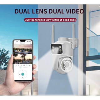 LLSEE ICSEE 4K 8MP เลนส์คู่ติดตามการเคลื่อนไหว WIFI กลางแจ้งไร้สายกล้องวงจรปิดกันน้ำตรวจจับมนุษย์ปลุก IP กล้องรักษาความปลอดภัย Night Vision สีสันสองทางโทร