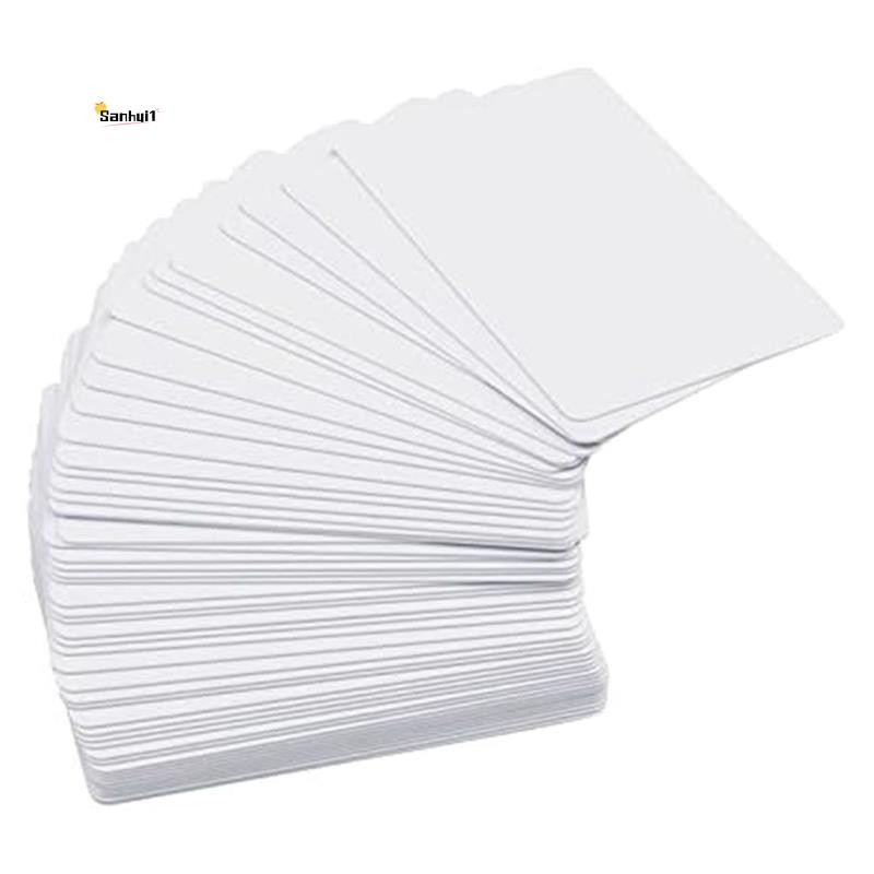 การ์ด PVC เปล่าพรีเมี่ยม, CR80 30Mil การ์ดพลาสติกสีขาวคุณภาพกราฟิกสําหรับเครื่องพิมพ์ตรา ID รูป