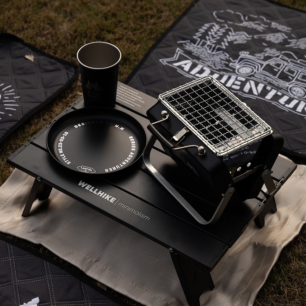 เตาตั้งแคมป์แบบพกพาเตาย่างบาร์บีคิวแบบพับได้สแตนเลสสําหรับทําอาหารกลางแจ้ง - รูปที่ 2