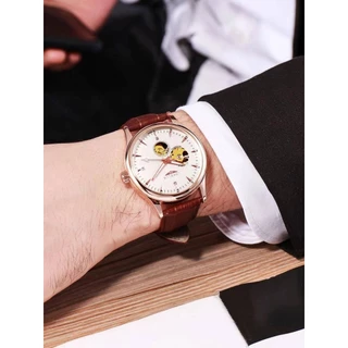 นาฬิกาอัตโนมัติสําหรับผู้ชายหรูหราโครงกระดูกกล ชื่อ กันน้ําบุรุษนาฬิกาผู้ชายของขวัญ