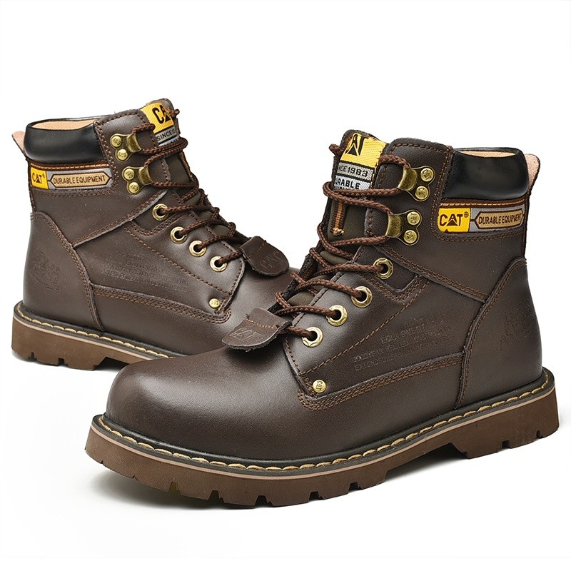 Caterpillar shoes รองเท้าบู๊ทนิรภัย รองเท้าหัวเหล็ก สีน้ำตาล/ดำไซส์ 38-46