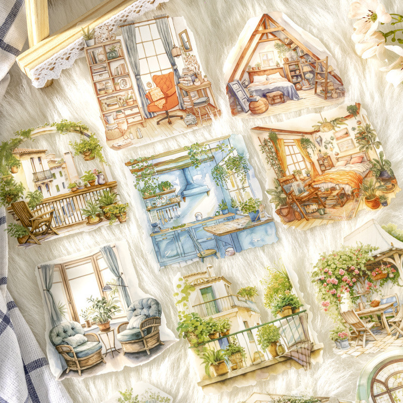 ไดลี่|10 แผ่นขนาดใหญ่ PET สติกเกอร์แพ็ค Lazy Time สติกเกอร์ Life Handbook ภูมิทัศน์ DIY ฐานสติกเกอร์คู่มือสติกเกอร์