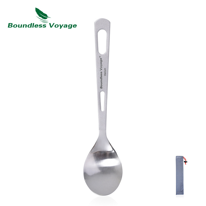 Boundless Voyage ไทเทเนียมช้อนส้อม Spork มีดตะเกียบ Outdoor Camping Tableware Flatware พร้อมขัดเงา