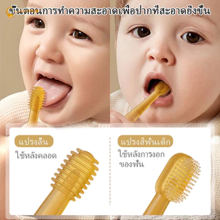 LAKOEMALL แปรงลิ้นเด็กทารก ที่แปรงลิ้นเด็ก 2ชิ้น ที่แปรงลิ้น สําหรับเด็กทารก 0-18 เดือน แปรงลิ้น แปรงสีฟันซิลิโคน