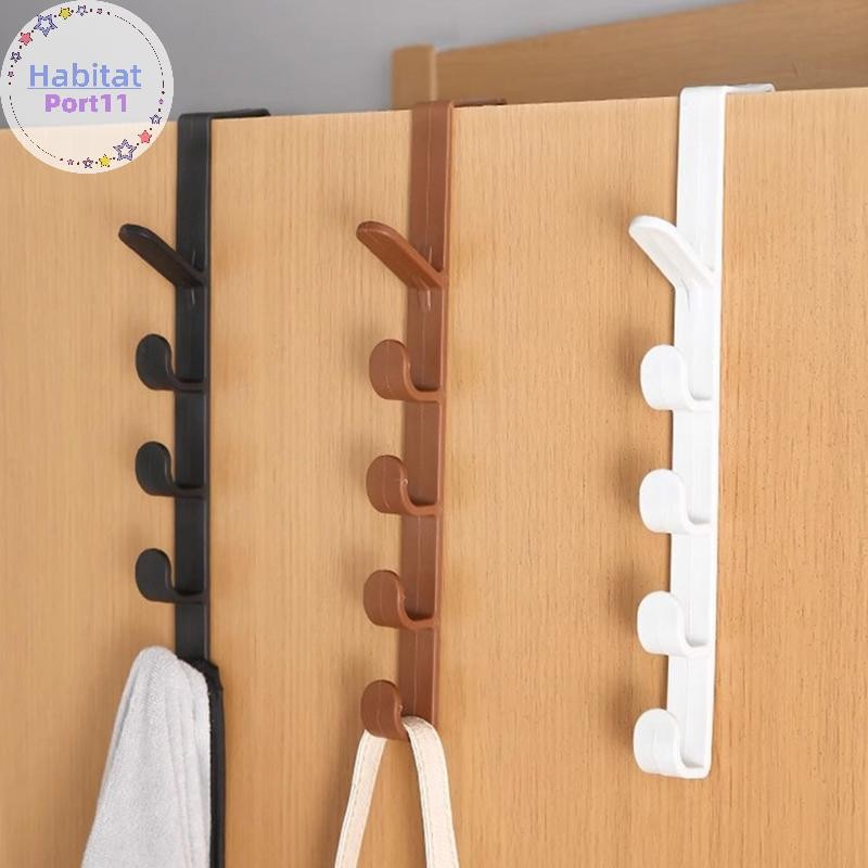HabitatPort Fivesegment ประตู Hook Coat กระเป๋าผ้าเช็ดตัวผมวงไม่มีรอยต่อผู้ถือบ้านห้องนอนองค์กรจัดเก็บพลาสติก Pure สี Rack th