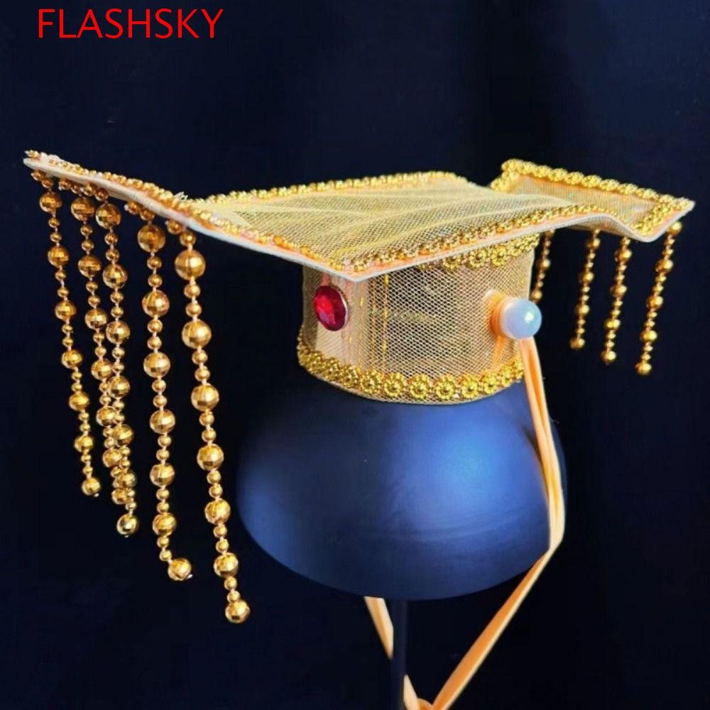 Flashsky มงกุฎจักรพรรดิจีน, Bradde Chain Han Dynasty Imperial Tiara Headwear, โบราณแบบดั้งเดิม Tang Dynasty หมวกคอสเพลย์ Hanfu ที่คาดผมเครื่องแต่งกาย Props