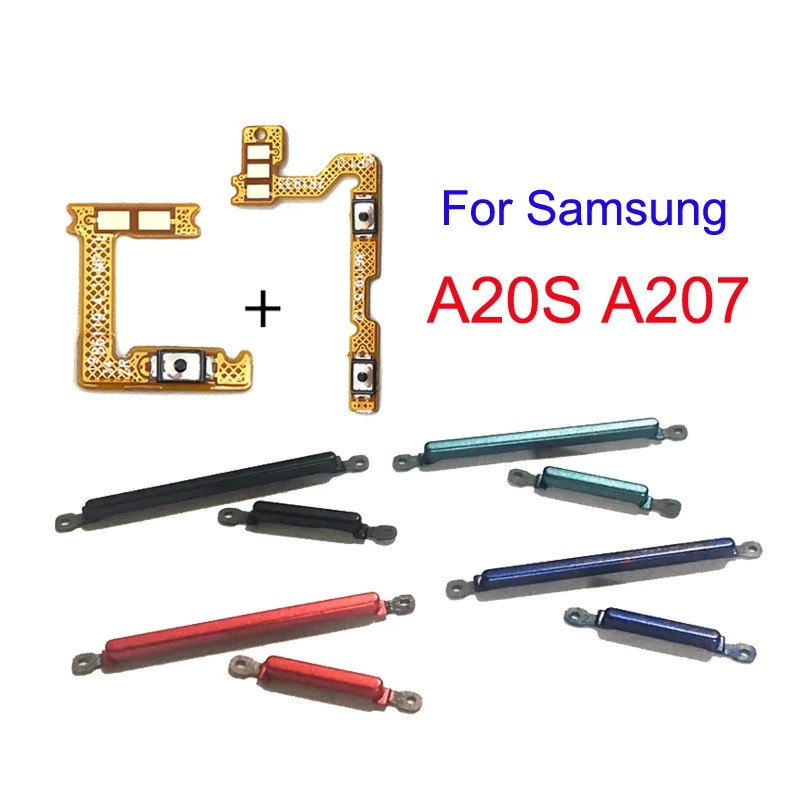 เปิด/ปิดปุ่มสวิทช์ด้านข้าง Volume Up Down ปุ่ม Flex Cable Replacement สําหรับ Samsung Galaxy A20S