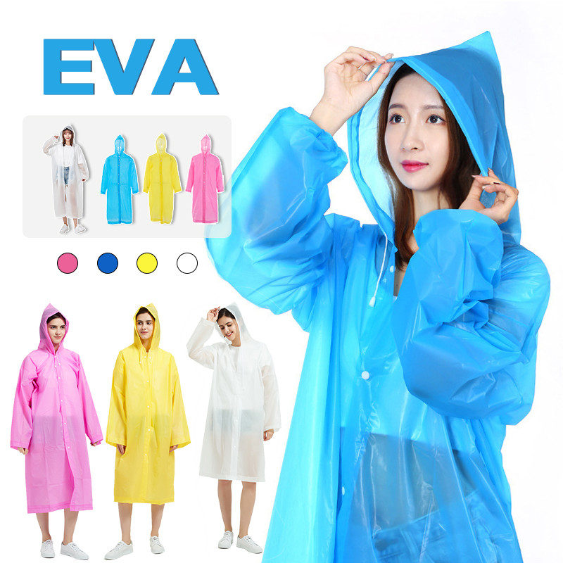 เสื้อกันฝน เสื้อกันฝนแฟชั่น EVA ชุดกันฝน กันน้ำ แบบหนา ค่อนข้างเหนียว ทน และมีน้ำหนักเบา