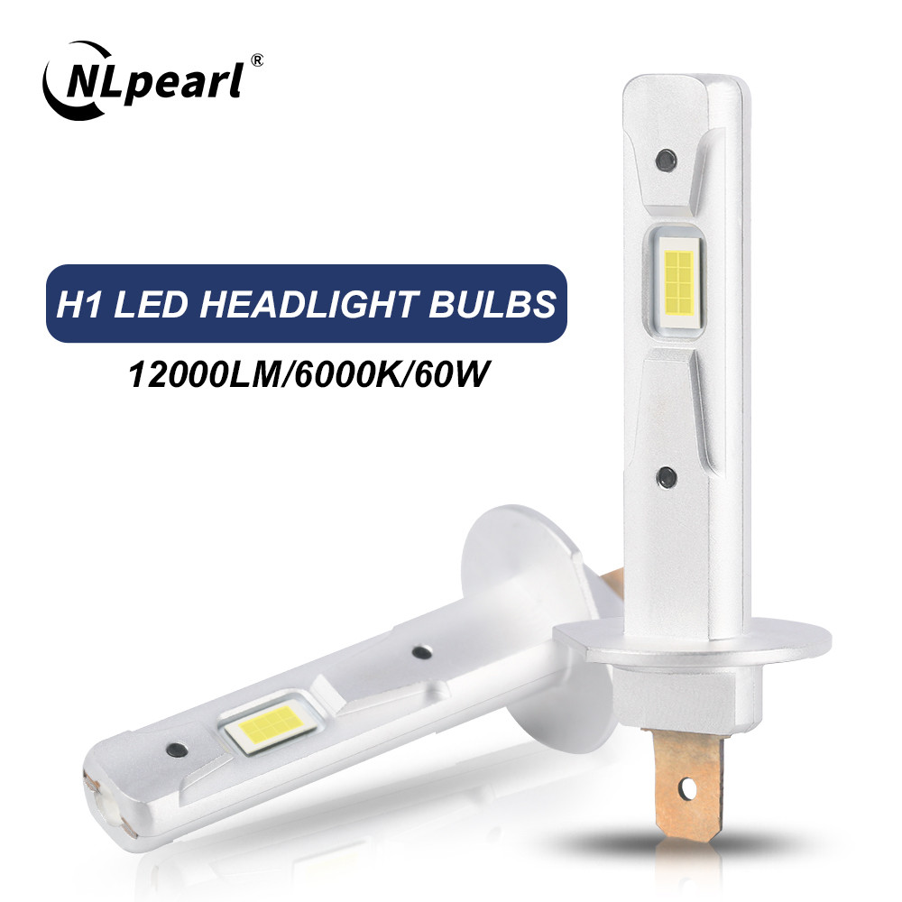 Nlpearl หลอดไฟ Led H1 2ชิ้นสำหรับรถยนต์40W ไฟตัดหมอก8000LM ไฟหน้าวันขับรถ H1อัตโนมัติแบบไม่มีพัดลม6000K สีขาว12V 24V