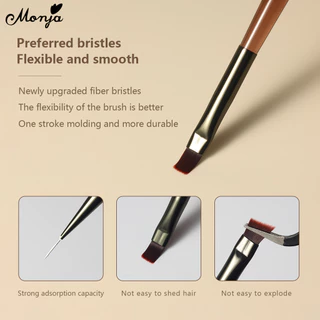 Monja เล็บแปรงชุด UV เจลเล็บ Liner French Gradient คริสตัลอะคริลิค ภาพวาดแปรงเล็บเครื่องมือ Drawing