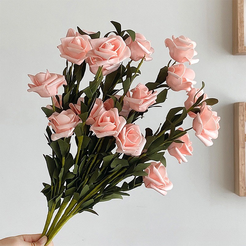 5 หัวประดิษฐ์ Pe ช่อดอกไม้ดอกกุหลาบสําหรับตกแต่งบ้านงานแต่งงานของขวัญวันวาเลนไทน์ดอกกุหลาบ