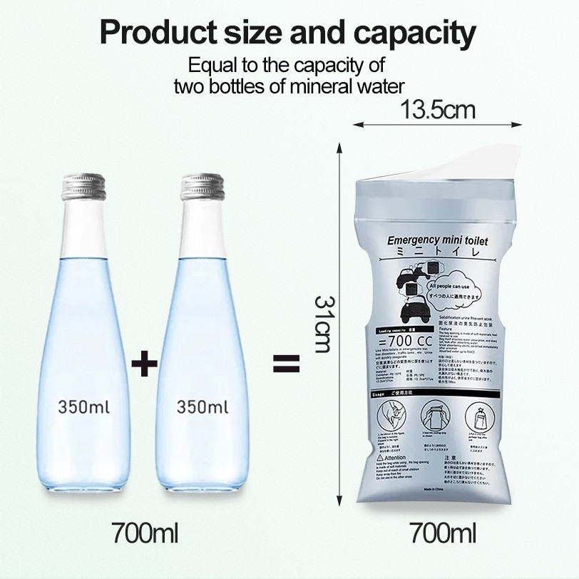 ถุงฉี่ฉุกเฉิน ถุงฉี่พกพา ความจุ700ml ใช้ได้ทั้งผู้หญิงและผู้ชาย ซิปล็อคกลิ่นไม่รั่วซึม ถุงปัสสาวะ