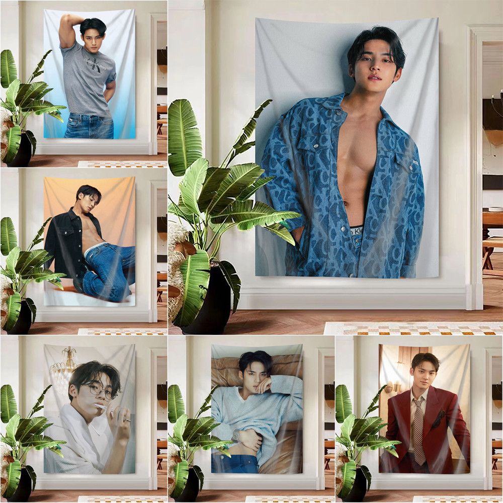Kpop SEVENTEEN Kim Mingyu Wall Tapestry พร้อมคลิปโพลีเอสเตอร์ Tapestries แขวนผนังห้องนอน