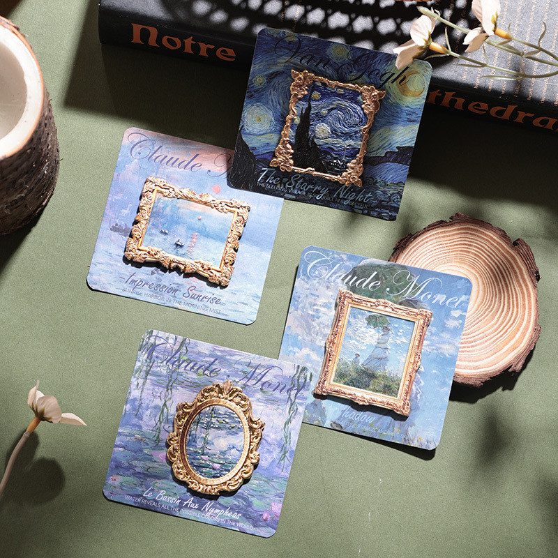 แกลเลอรีแสงและเงาสติกเกอร์ตู้เย็นโลหะชุดภาพวาดที่มีชื่อเสียงแม่เหล็กสไตล์ INS สติกเกอร์ตู้เย็นส่วนบุคคลตกแต่งของขวัญระดับไฮเอนด์