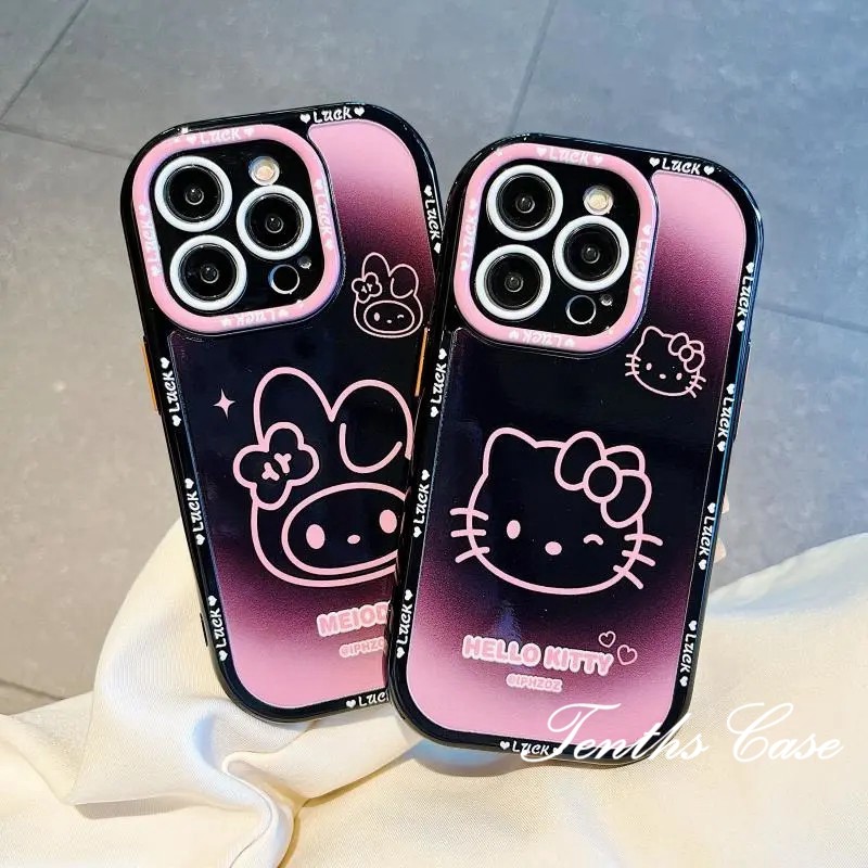 ใช้งานร่วมกับสําหรับiphone 16 15 11 12 13 14 Pro Max Xr X Xs Max 7 8 Plus SE 2020 การ์ตูนKitty Melodyเลนส์รวมทุกอย่างเคสโทรศัพท์ปกอ่อนพร้อมเชือกเส้นเล็ก