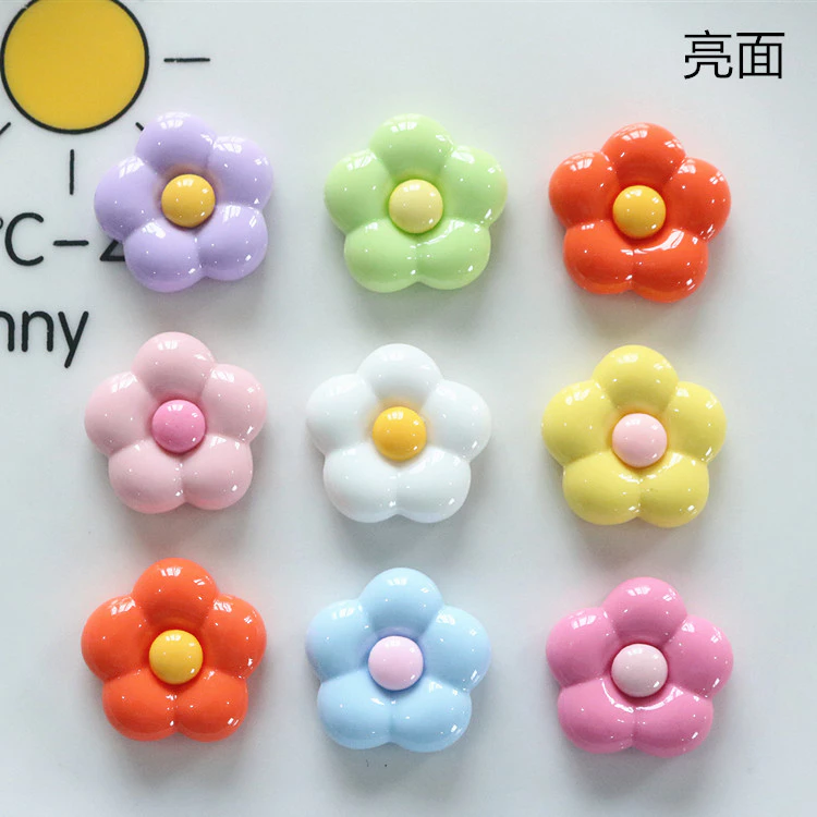 【5pcs/bag】Glossy รอบมุมห้ากลีบดอกไม้ DIY ครีมกาวกิ๊บติดผมเชือกผมเครื่องประดับอุปกรณ์เสริมเสื้อผ้าถ้วยน้ําด้านล่างแบน Patch North 13