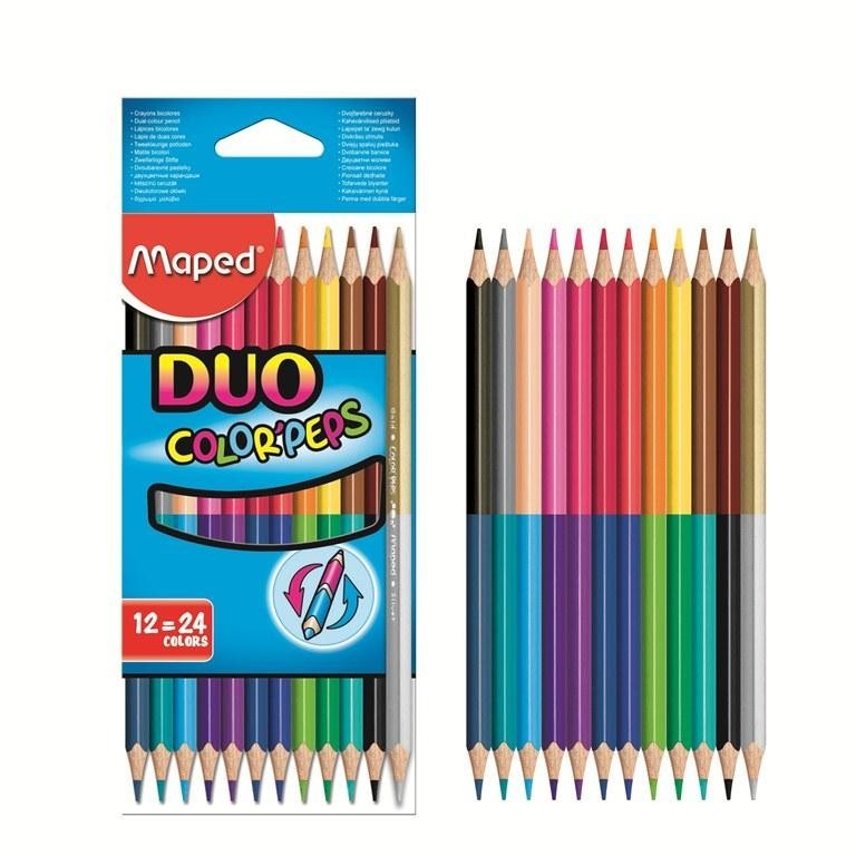 ดินสอสี สีไม้ S0491 MAPED Duo สองหัว ระบายสี 24สี พร้อมกล่อง ศิลปะเด็ก เครื่องเขียนน่ารัก