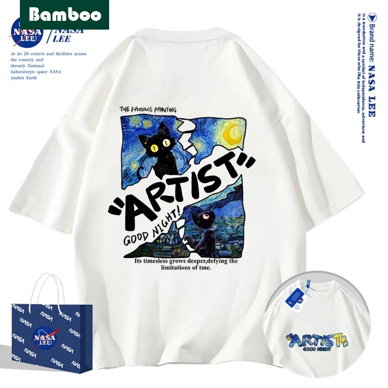 Artist T เสื้อผ้าฝ้ายเสื้อกราฟิกขนาดใหญ่ Tee Harajuku สไตล์ผ้าฝ้าย 100% Tshirt สําหรับ Man 220g พิมพ์ผ้า Casual รอบคอแฟชั่น Tees Unisex ปกติ Street สวมใส่