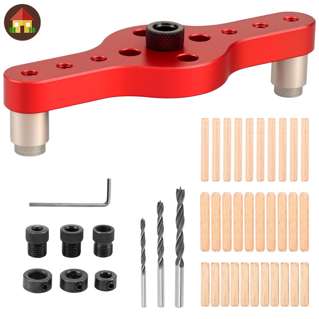 Dowel Jig Kit สําหรับงานไม้ Self Centering Dowel Jig Kit อลูมิเนียมที่แม่นยําแนวตั้งเจาะรู Jig SHOPT