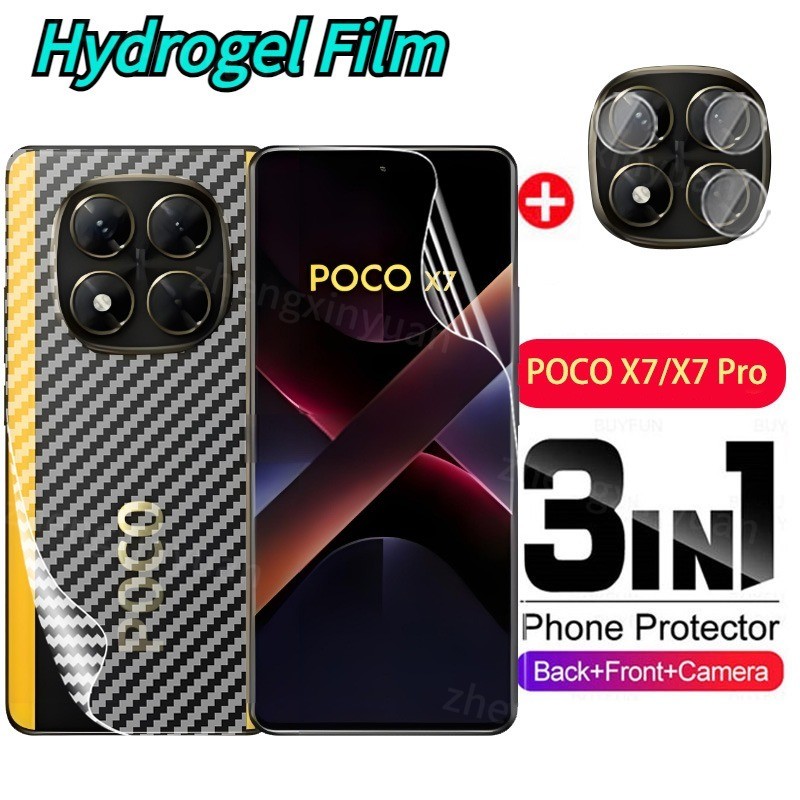 Poco X7 Pro 5G 2024 ด้านหน้าด้านหลังฟิล์มไฮโดรเจลนุ่มหน้าจอ Protecto เลนส์กล้องกระจกบน X7Pro POCOX7 