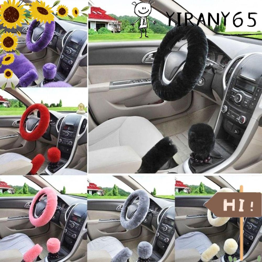 YIRAN 3 ชิ้น/เซ็ตฝาครอบพวงมาลัยแฟชั่นยานยนต์ภายในตุ๊กตายาวอุปกรณ์เสริม Handbrake