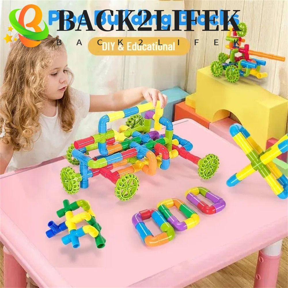 BACK2LIFEK บล็อกตัวต่อท่อน้ํา, ของเล่นโมเดลก่อสร้างประกอบอุโมงค์ Pipeline, Enlightening DIY อิฐที่เป็นมิตร ABS ท่อที่มีสีสันบล็อกปริศนาของเล่นเด็ก