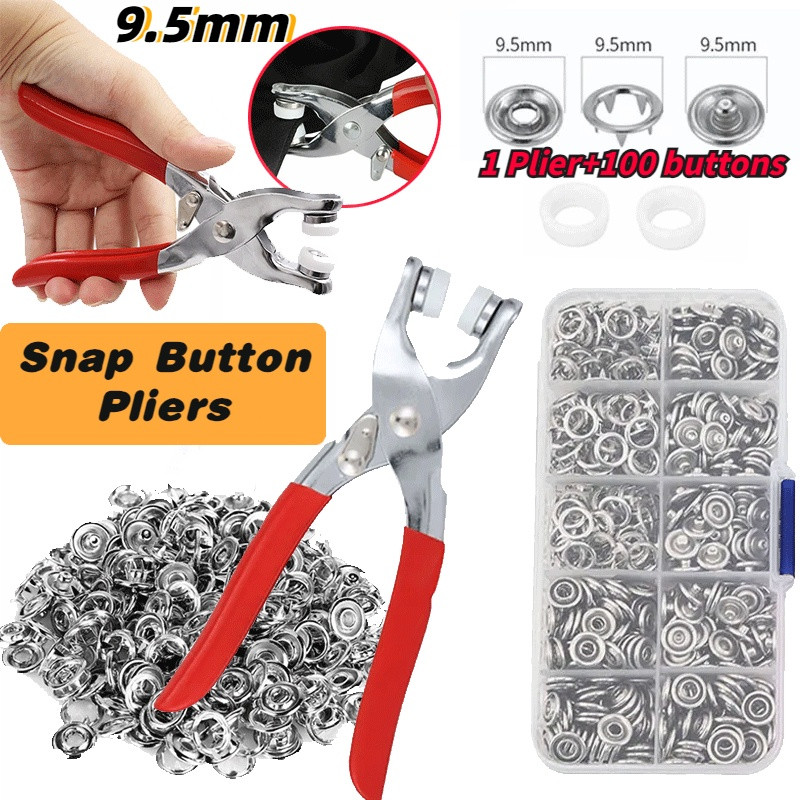 9.5 มม. Snap Button Plier Metal Snap Button Set Five-Claw Snap Button 五扣套装