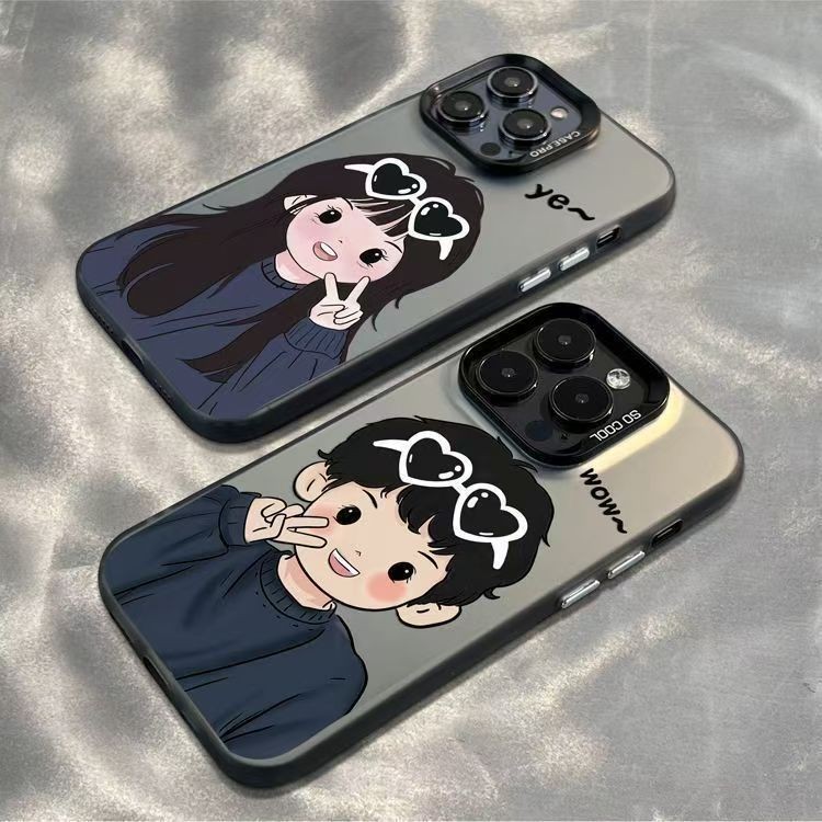 คู่รักการ์ตูนน่ารักเด็กผู้หญิงลายนิ่ม เคส IPhone 11 17 16 15 14 13 12 Pro Max 17 Air 7Plus XR X XS Max 8 15 Plus SE 2020