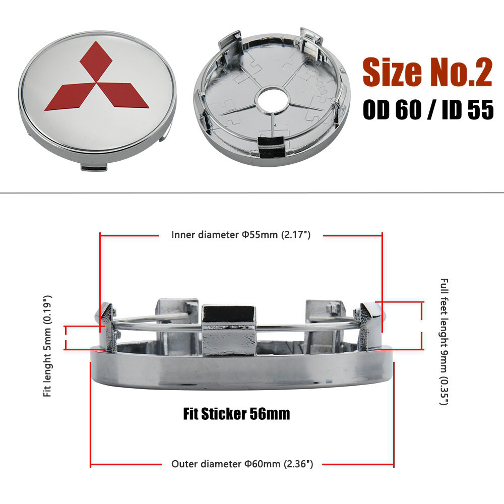 4ตัว 58มม ฝาครอบล้อ มิตซูบิชิ ฝาปิดดุมล้อ 60มม ฝาครอบดุมล้อ mitsubishi 63มม ฝาดุมล้อ 65มม - รูปที่ 3