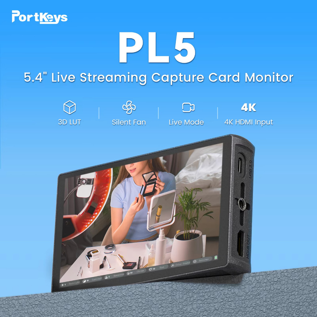 Portkeys PL5 5.4 500nits Live Streaming Monitor พร้อมฟังก์ชั่นการ์ดจับภาพ HDMI เข้ากันได้กับ USB3.0 