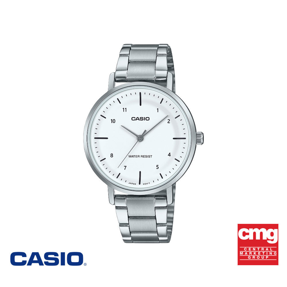 CASIO นาฬิกาข้อมือ CASIO รุ่น LTP-VT03D-7BDF สเตนเลสสตีล สีขาว