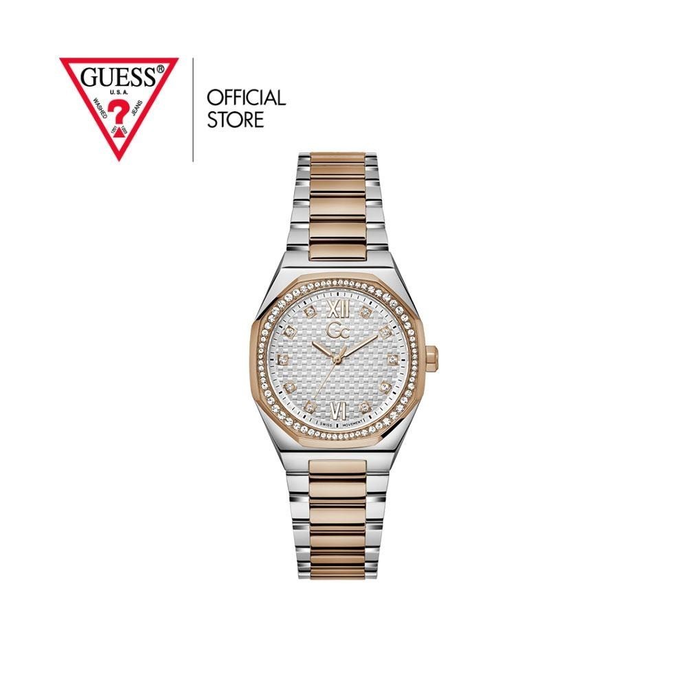 GUESS GC นาฬิกาข้อมือผู้หญิง รุ่น Coussin Sleek Lady Z25001L1MF สีเงิน / โรสโกลด์