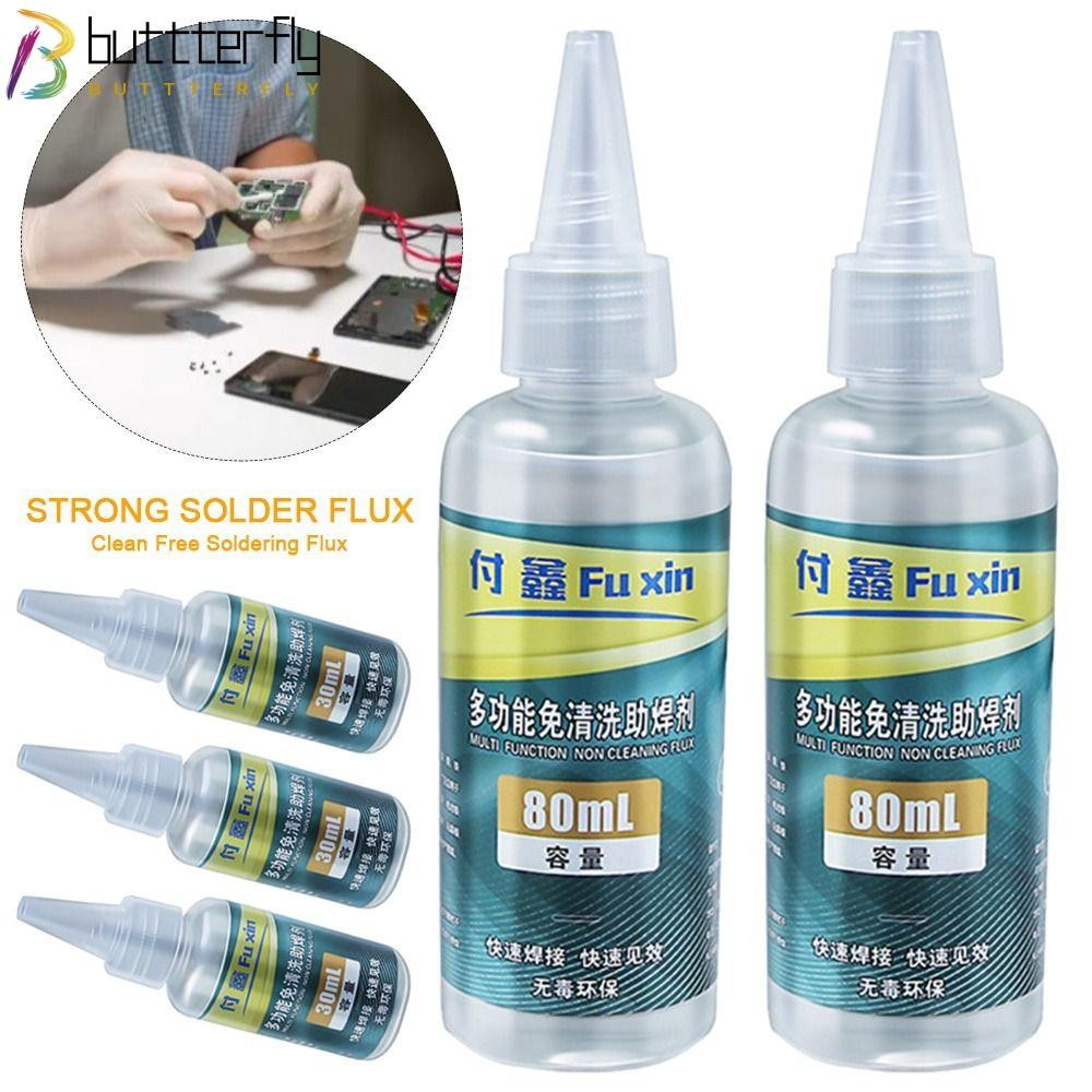 BUTTTERFLY ฟลักซ์สแตนเลส, แบตเตอรี่อิเล็กโทรดบัดกรี 30ml 80ml ทําความสะอาดฟรีบัดกรี Flux, Universal Quick Repair Strong Solder Flux โลหะบัดกรี Assistance