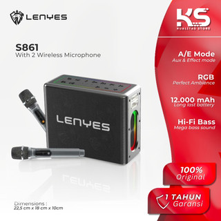 LENYES KARAOKE SPEAKER BLUETOOTH RGB V5.0 150WATT WITH DUAL MICROPHONE HIFI STEREO S861