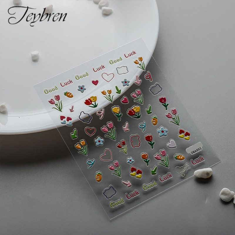 【TN】Cute Decorative Stickers Cartoon DIY Nail Art Stickers Embossed 3D Nail Stickers-TN