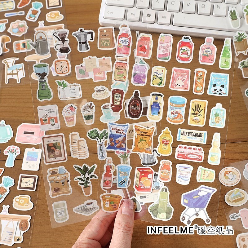 อาหารนมขนมสติกเกอร์สําหรับอัลบั้ม DIY ไดอารี่ตกแต่งการ์ตูน Scrapbooking Kawaii โรงเรียนเครื่องเขียนสํานักงาน